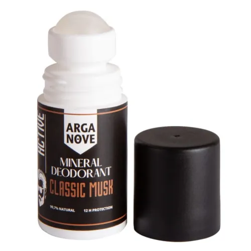Arganove Naturalny dezodorant mineralny Piżmo z olejem arganowym Classic Musk roll-on dla mężczyzn